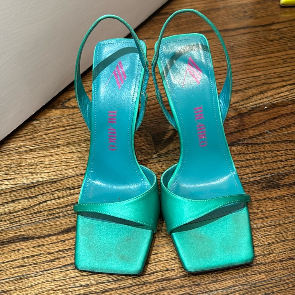 The Attico Ginger Slingback Sandals in Emerald